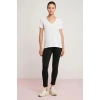ETHIQUET Mabel Kadın 100% Pamuk V Yaka Yarım Kollu Örme Regular Fit Basıc Beyaz T-shirt