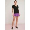 ETHIQUET Mabel Kadın 100% Pamuk V Yaka Yarım Kollu Örme Regular Fit Basıc Siyah T-shirt
