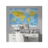 Fiziki Dünya Haritası Duvar Sticker, 70x105 cm Eğitici ve Bilgilendirici
