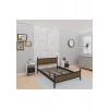 GM 305 MODERN ÇİFT KİŞİLİK AHŞAP METAL SİYAH CEVİZ KARYOLA 160X200