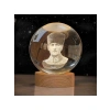 Göz Yormayan Işıklı Cam Küre - Ahşap Stand ile