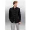 Grimelange Carlsten Erkek Slim Fit Italyan Yaka %100 Pamuk Poplin Siyah Gömlek