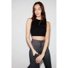 Grimelange Judy Kadın Slim Fit Beli Lastikli Bağlamalı Basic Koyu Gri Tayt