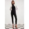 Grimelange Judy Kadın Slim Fit Beli Lastikli Bağlamalı Basic Siyah Tayt