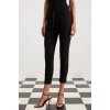 Grimelange Judy Kadın Slim Fit Beli Lastikli Bağlamalı Basic Siyah Tayt