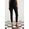Grimelange Judy Kadın Slim Fit Beli Lastikli Bağlamalı Basic Siyah Tayt