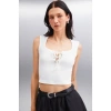 Grimelange PAOLINA Kadın Crop Ekru Bluz