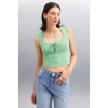Grimelange PAOLINA Kadın Crop Yeşil Bluz