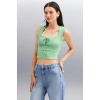 Grimelange PAOLINA Kadın Crop Yeşil Bluz