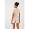 Herita Crop Bej Şort Takım S-M