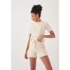 Herita Crop Bej Şort Takım S-M