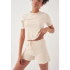 Herita Crop Bej Şort Takım S-M