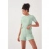 Herita Crop Pijama Sort Takim Beyaz Desenli