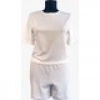 Herita Crop Pijama Sort Takim Beyaz Desenli