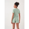 Herita Crop Pijama Sort Takim - Mint