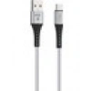 Hytech HY-X431 1m 3A Type-C Örgülü Silver Gri Data + Şarj Kablosu