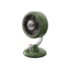 Juo Q3 120° Salınımlı 3 Kademeli LED Işıklı Şarjlı Masaüstü Fan Vantilatör Retro Yeşil