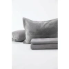 Kadife Çift Kişilik Yatak Örtüsü Takımı - Gri (240 x 260 cm)
