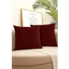 Kadife Dokulu Gizli Fermuarlı Kırlent Kılıfı, 4lü Bordo Set