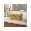 Kapaklı Doğal Rattan Görünümlü Hasır Organizer Sepet, 24x10x10 cm