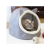 Katlanabilir keçe kedi evi, peluşlu yuva, gri renk