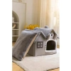 Katlanabilir Peluş Kedi Evi, 45x45 cm Yumuşak Yatak