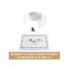 Kedi Mama ve Su Kabı, Pleksi ve Seramik Set, Beyaz