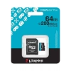 Kingston 64GB Microsdxc Canvas Go Plus Gen4 200MB-S A2 U3 V30 Card + Adp Hafıza Kartı SDCG4-64GB