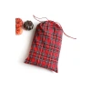Kırmızı Ekose Yılbaşı Hediye Kesesi - 25x40 cm, 10 Adet