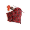 Kırmızı Ekose Yılbaşı Hediye Kesesi - 25x40 cm, 10 Adet
