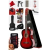 Kırmızı renkli 4/4 klasik gitar seti, yetişkin boy sap ayarı ile