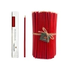 Kırmızı Renkli İnce Uzun Balmumu Dilek Mumu - 15 Adet Set