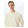 Koton Pamuk Karışımlı Dokulu Basic Bisiklet Yaka Sweatshirt