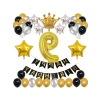Kral Taçlı Gold-Gümüş-Siyah Doğum Günü Seti, Büyük Boy