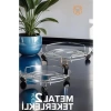 Krom Tekerlekli Metal Saksı Altlığı, 2li Set