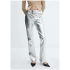 Mango Kemerli Metalik Pantolon