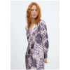 Mango Saten Batik Elbise