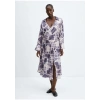 Mango Saten Batik Elbise
