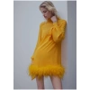 Mango Yarı Şeffaf Tüy Elbise