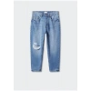 Mango Yırtık düz jean pantolon