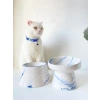 Mavi Ebru Desenli Seramik Kedi Ve Köpek Mama Su Kabı İkili