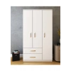 Metalia 3 Kapaklı 2 Çekmeceli Gardırop - Beyaz
