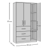 Metalia Gm 302-S Ece Lüx 3 Kapı 3 Çekmeceli Sonomo Gardırop