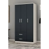 Metalia Gm 858 Modena 3 Kapılı 2 Çekmeceli Beyaz Antrasit Gri Gardrop
