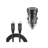 Mini Araç Şarj Cihazı ve 50cm Hızlı Şarj Kablosu, 45W PD/QC