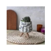 Minimalist tasarım, el yapımı beyaz beton saksı, 19 cm