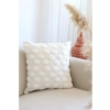 Modern Jakarlı Kırlent Kılıfı 43x43 cm Ekru
