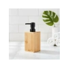 Modern Tasarımlı Bambu Sıvı Sabunluk - 255ml Kapasiteli, Mat Siyah Pompa
