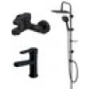 Newarc Domino Siyah Banyo Lavabo Bataryası Bold Duş Ünitesi 910530B-971521B-971511B