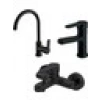 Newarc Domino Siyah Evye Lavabo Banyo Bataryası Set 971531B-971521B-971511B